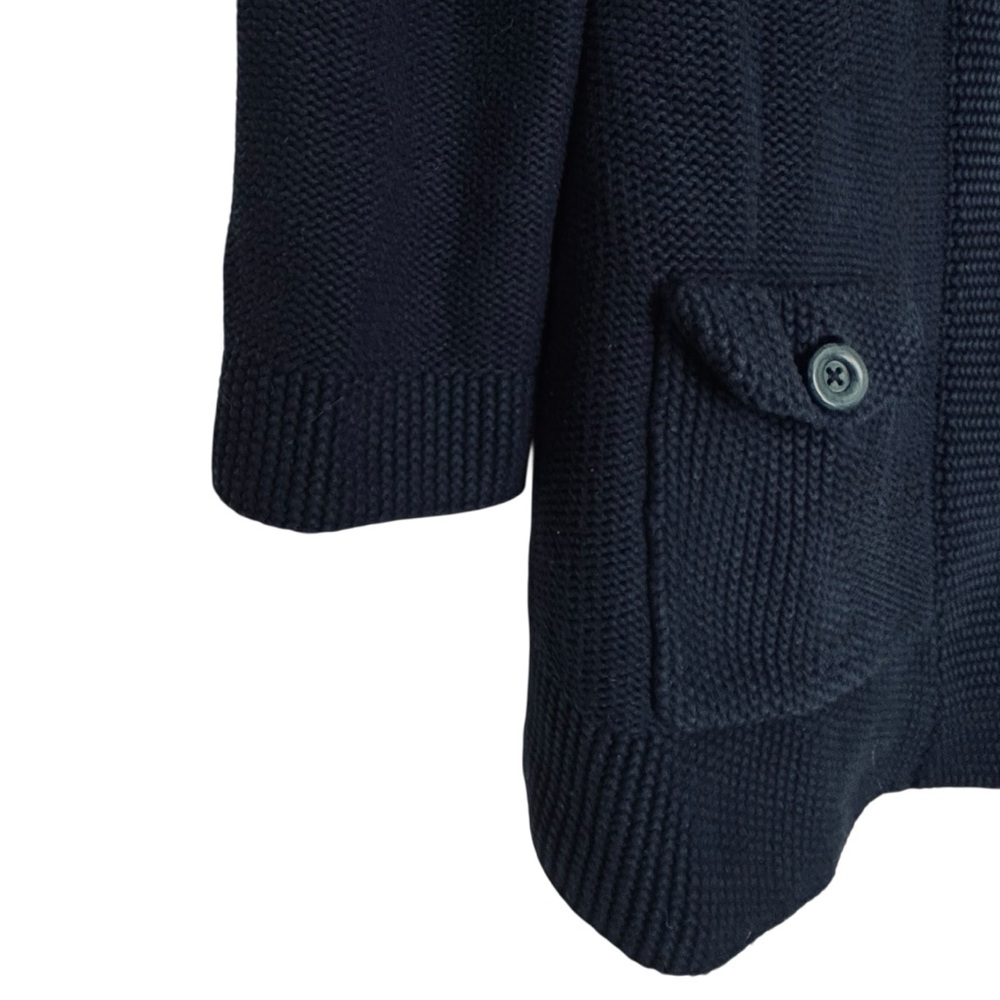 Tommy Hilfiger Dark Blue Heavy Knit Cardigan L Button Front Cotton Sweater - Picture 6 of 14